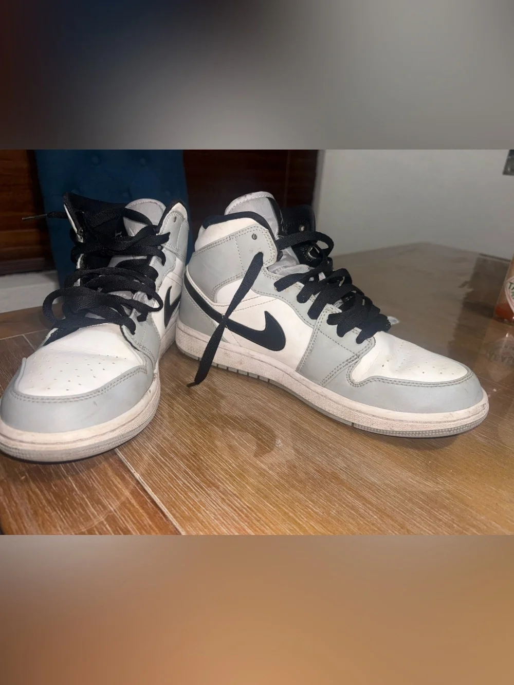 Jordan Kids' High-Top Sneakers in White, Light Gray and Black